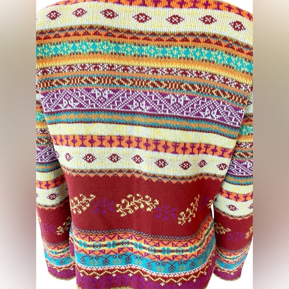Oilily Multicolor Cozy Apres Ski Cardigan Sweater Size Large - Picture 6 of 9